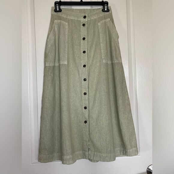 Universal Thread Women's Button-Front Utility A-Line Midi Skirt - Green size xs - Picture 2 of 5